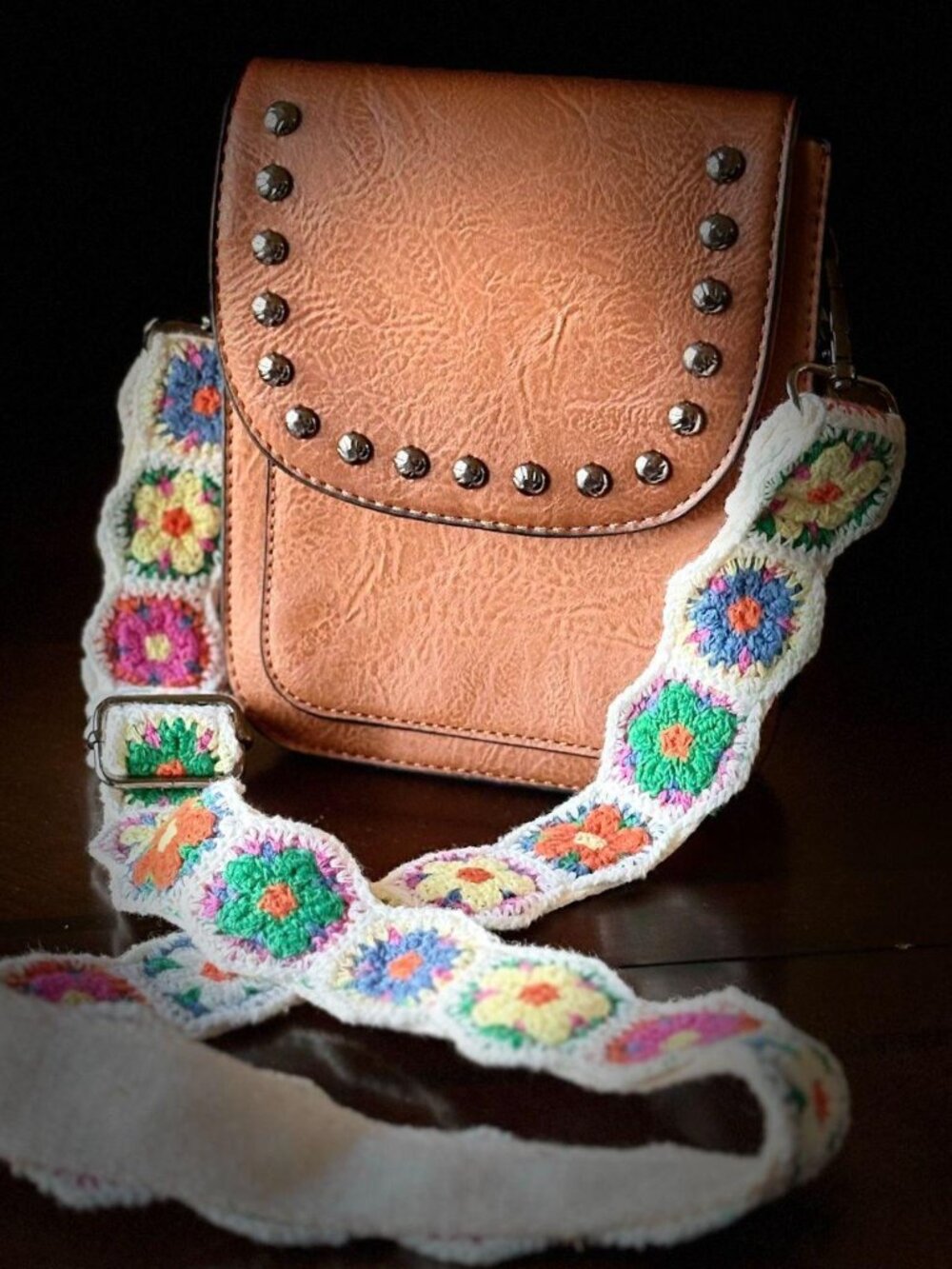 Coquette Western, Brown Studded Bag + Daisy Crochet Strap
